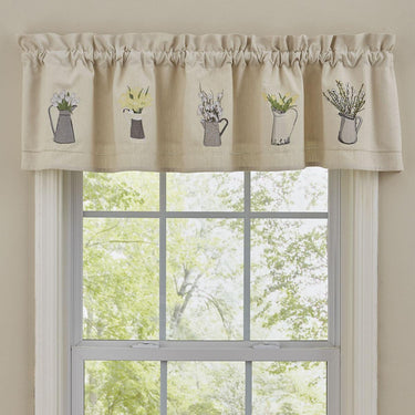 Pitcher with Flowers Embroidered Lined Valance 60'' x 14'' Park Designs - The Fox Decor